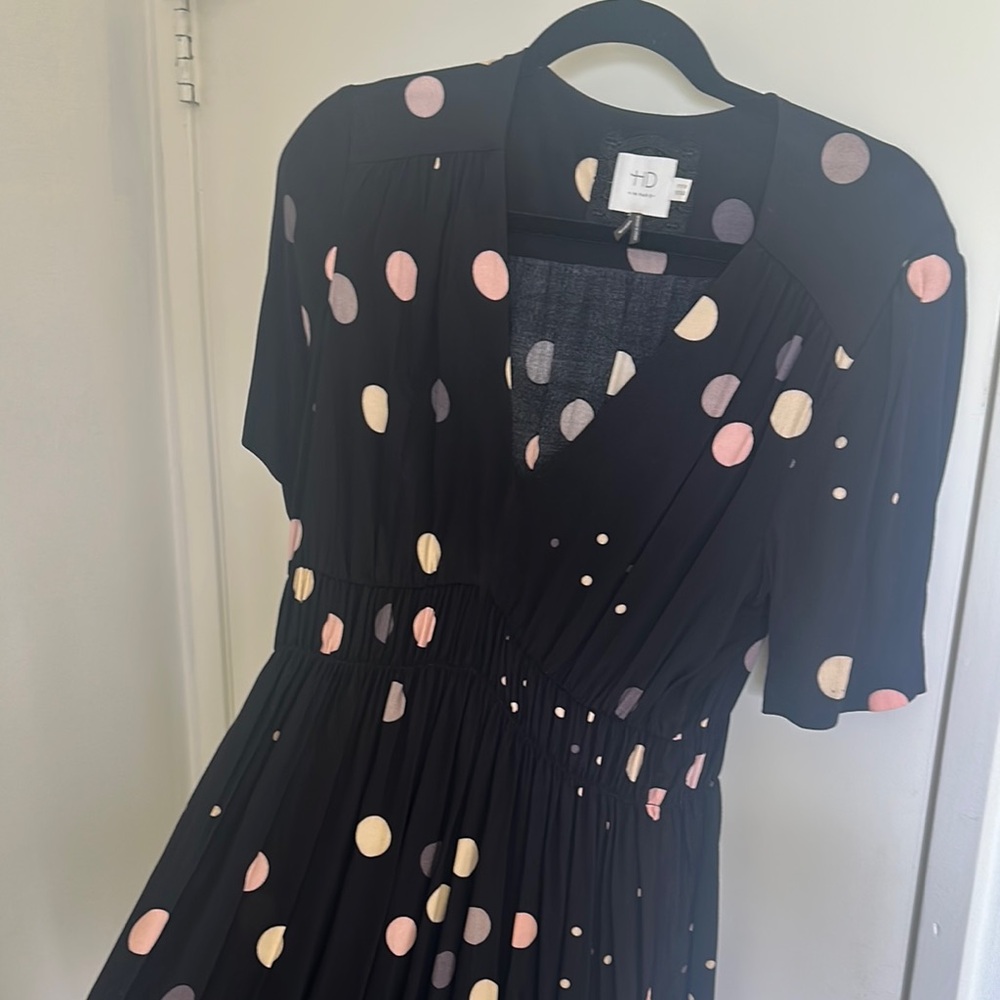 Anthrolpolgie  Black Polka Dot Dress - Picture 3 of 4